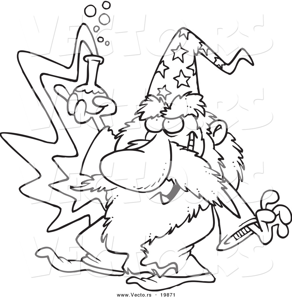 1024x1044 Vector Of A Cartoon Black And White Outline Design Of Merlin