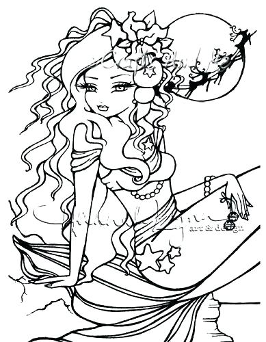 Adult Mermaid Coloring Page Adult Mermaid With Treasure Mermaid 389x500 Adult Mermaid Coloring Page Adult Mermaid With Treasure Mermaid
