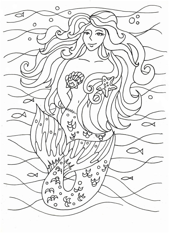 Mermaid Coloring Pages 570x785 Mermaid Coloring Pages