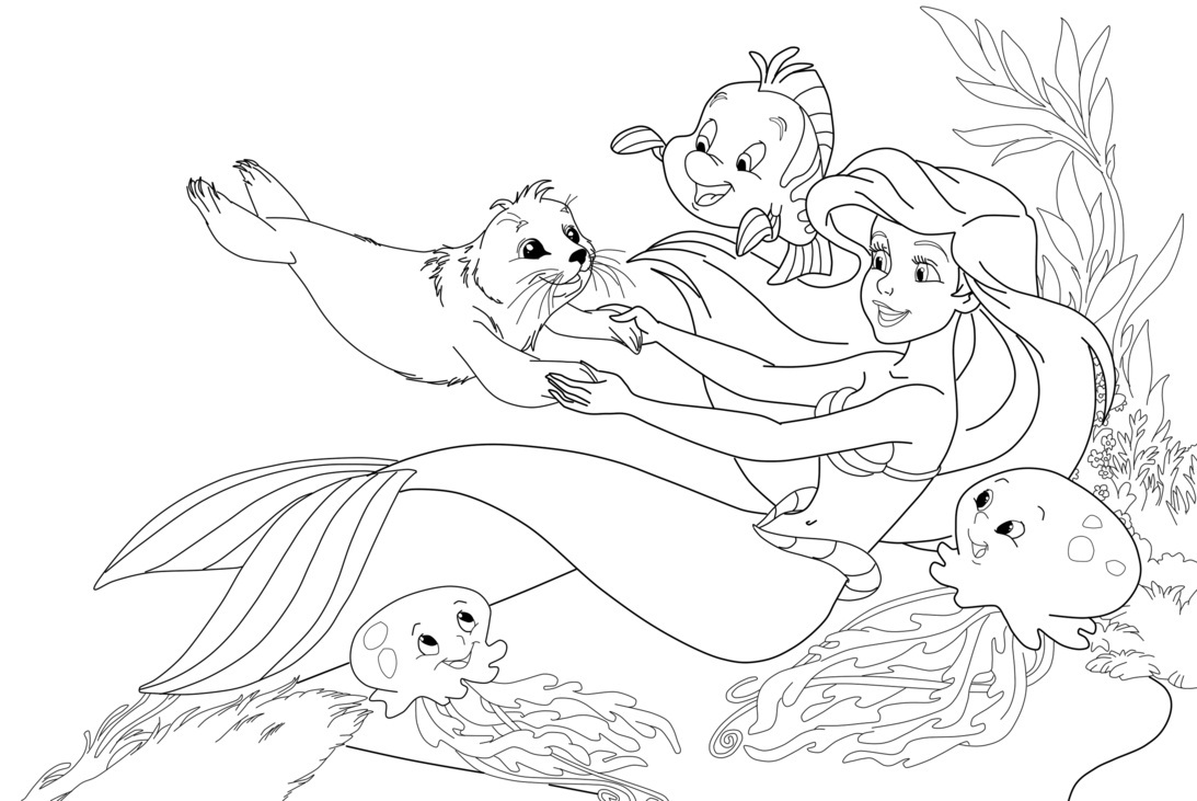 1093x731 Mermaid Cartoon Coloring Pages Of Mermaids