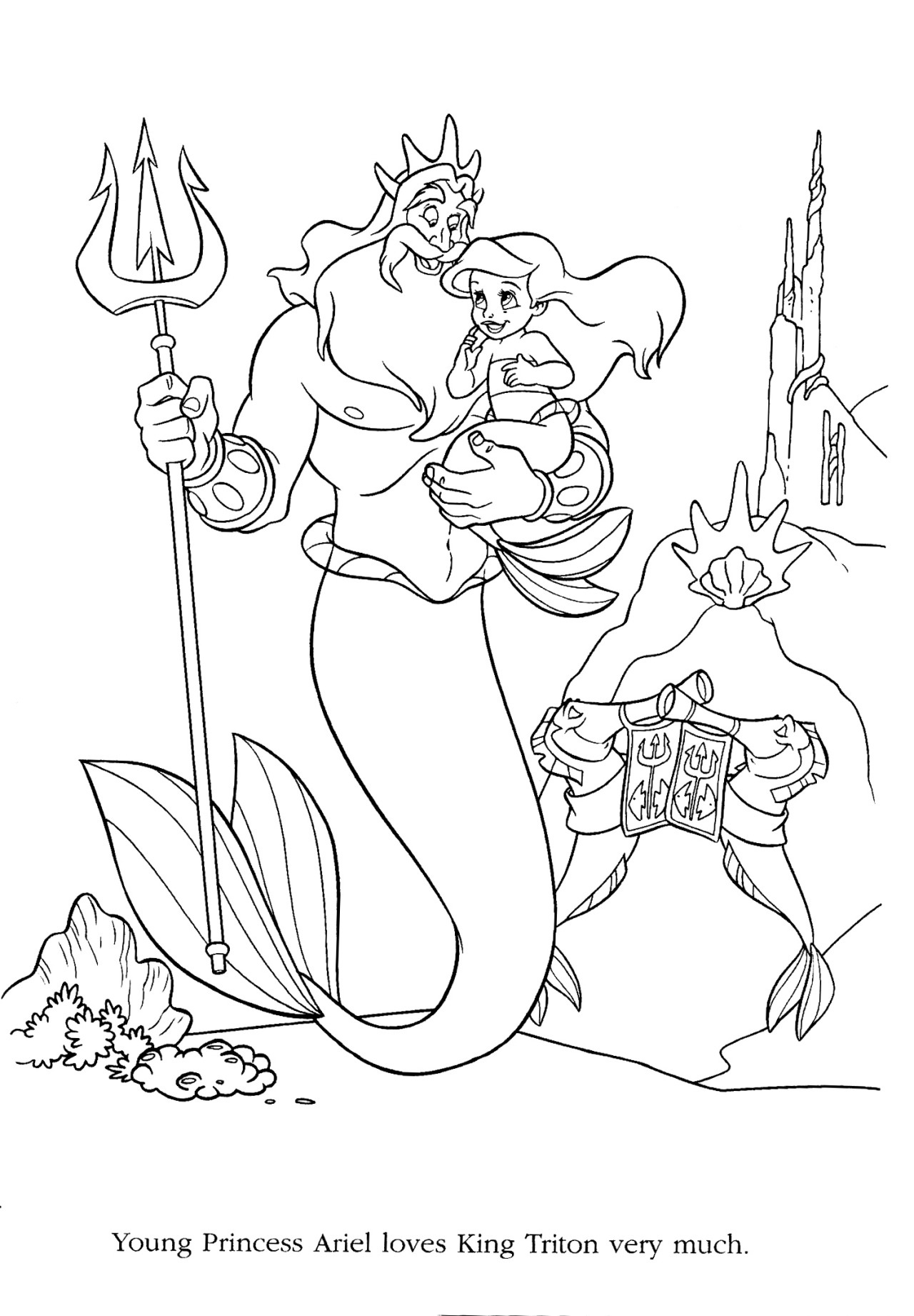 1280x1842 New King Triton And Little Ariel Coloring Page Free Coloring
