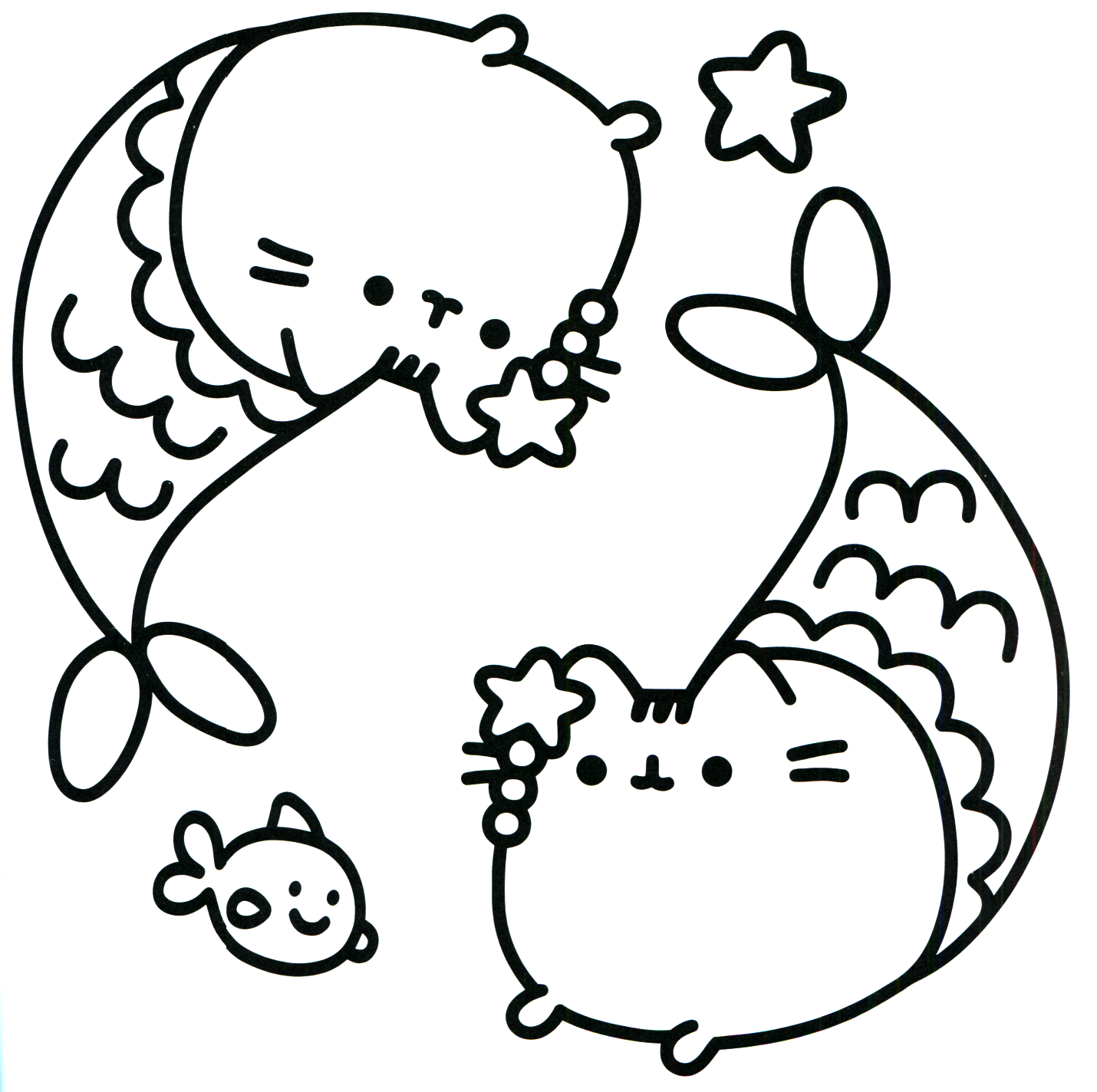 1430x1424 Pusheen Mermaid Coloring Pages Fro Kids