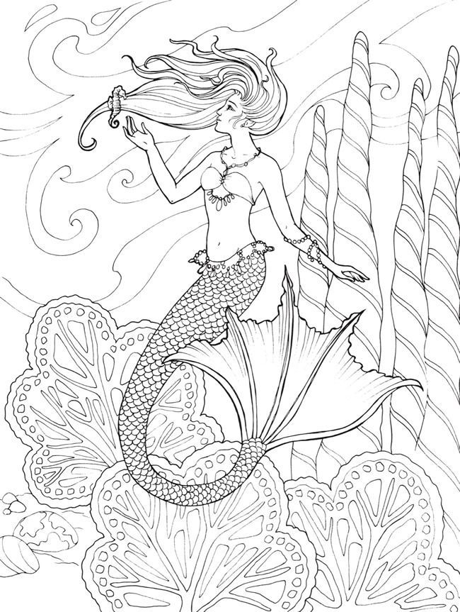 650x863 Mermaid Coloring Page Printable By Dover Publications Coloring