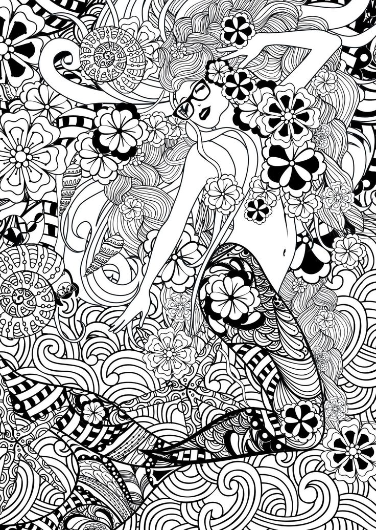 736x1035 285 Best Mermaid Coloring Pages For Adults Images