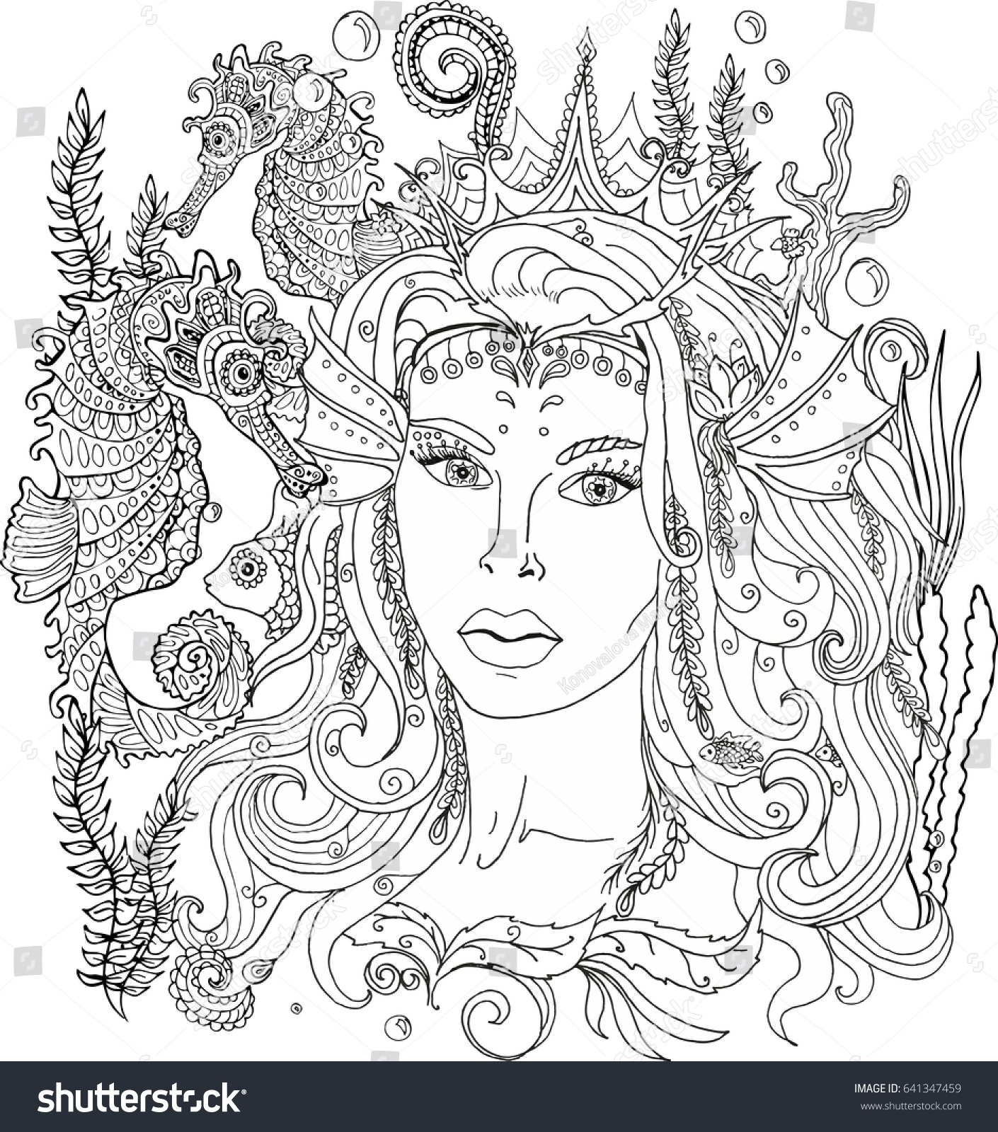 Printable Vector Image Coloring Pages Adults Mermaid Stock Vector 1410x1600 Printable Vector Image Coloring Pages Adults Mermaid Stock Vector