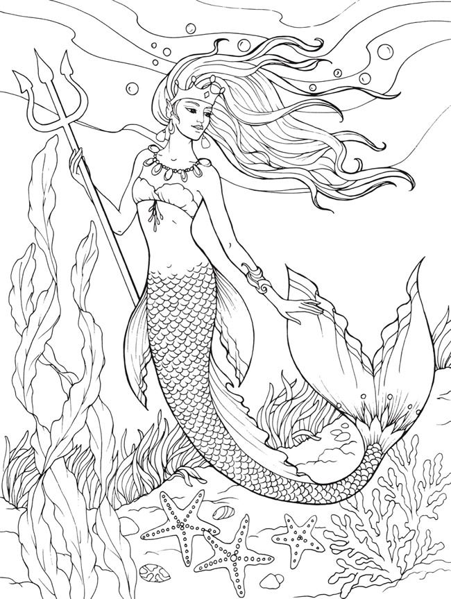Nice Looking Mermaid Coloring Pages For Adults Realistic Toddlers 650x863 Nice Looking Mermaid Coloring Pages For Adults Realistic Toddlers