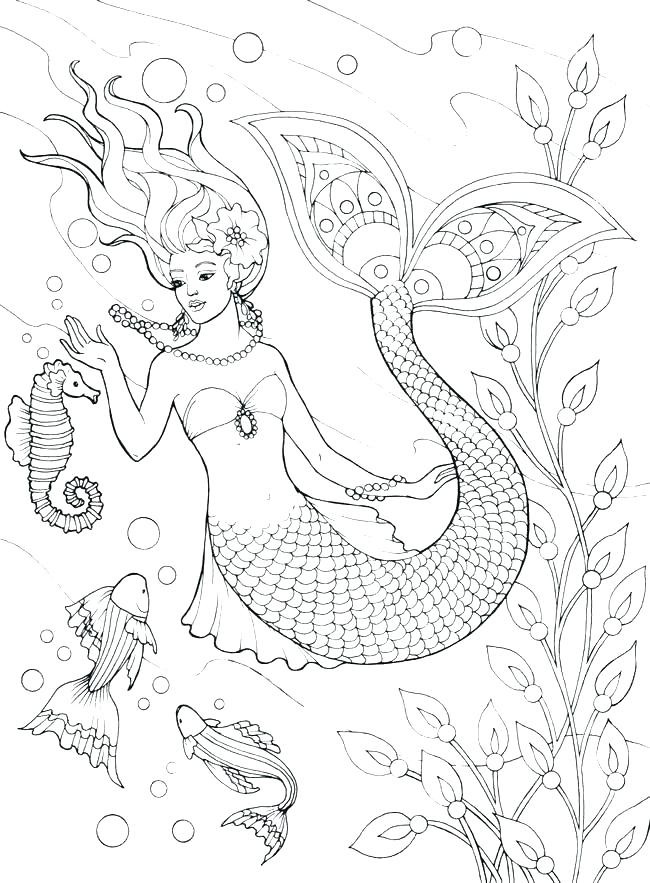 650x883 Mermaid Coloring Pages Online Realistic Mermaid Coloring Pages