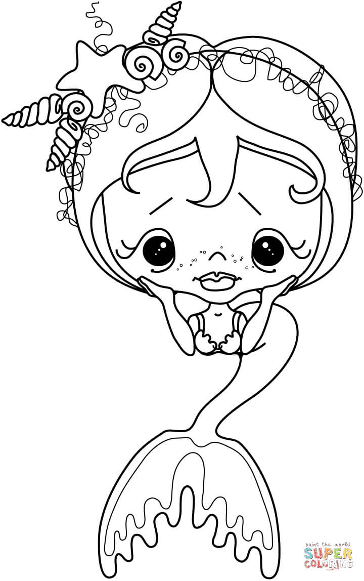 720x1148 Sad Little Girl Mermaid Coloring Page Pages