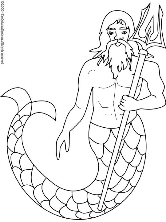 540x720 Merman Coloring Page. For The Boys Kid Ideas