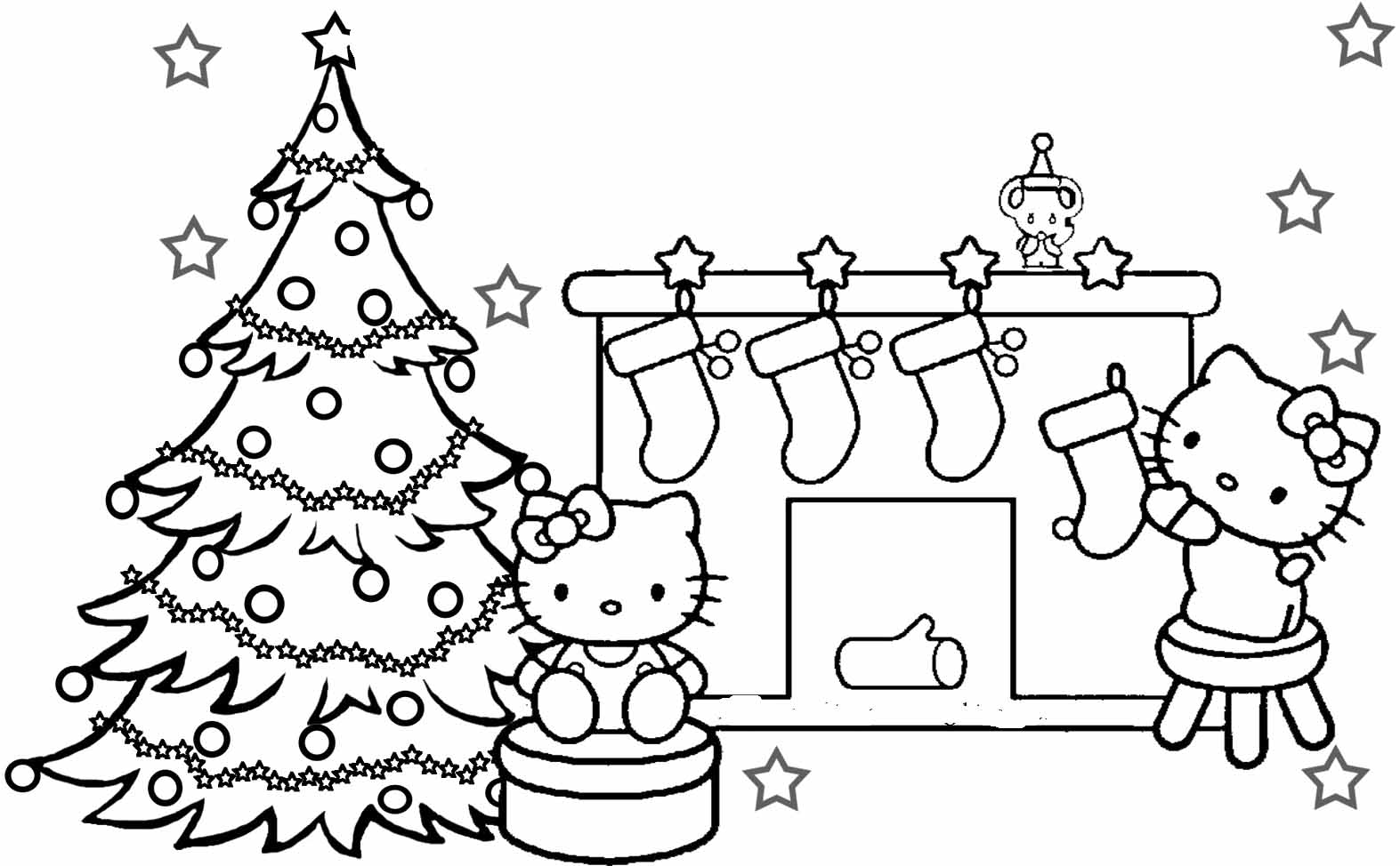 1573x974 Hello Kitty Merry Christmas Coloring Pages