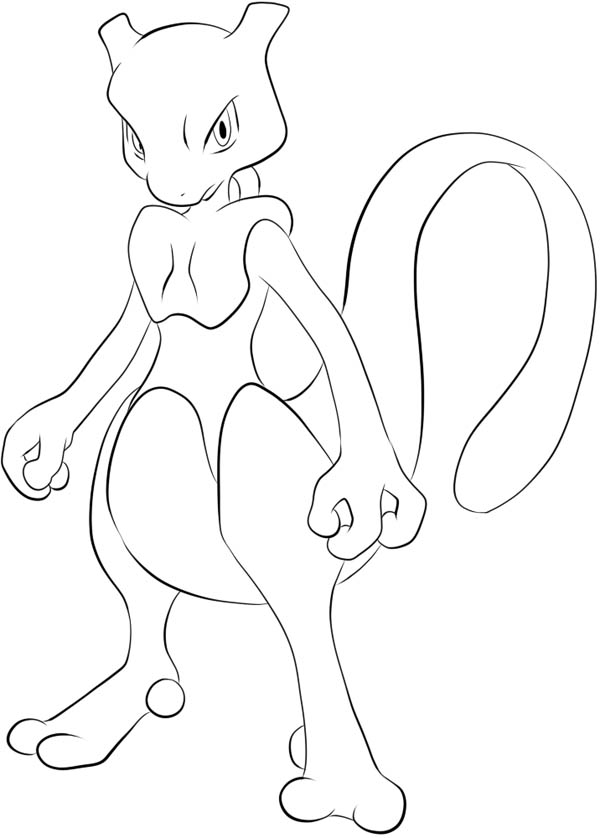 Mewtwo Stand Ready Coloring Page 600x838 Mewtwo Stand Ready Coloring Page