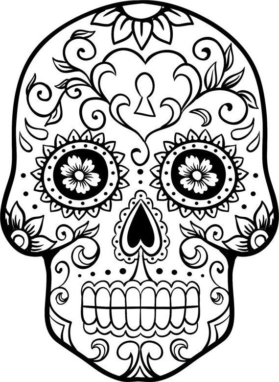 570x779 Mexican Sugar Skull Coloring Page