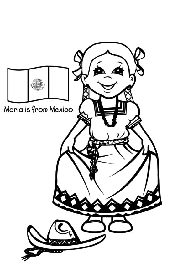 600x847 Beautiful Mexican Girl Dress Coloring Pages Color Luna