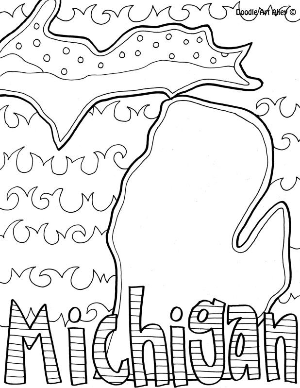Michigan Coloring Page By Doodle Art Alley Usa Coloring Pages 618x799 Michigan Coloring Page By Doodle Art Alley Usa Coloring Pages