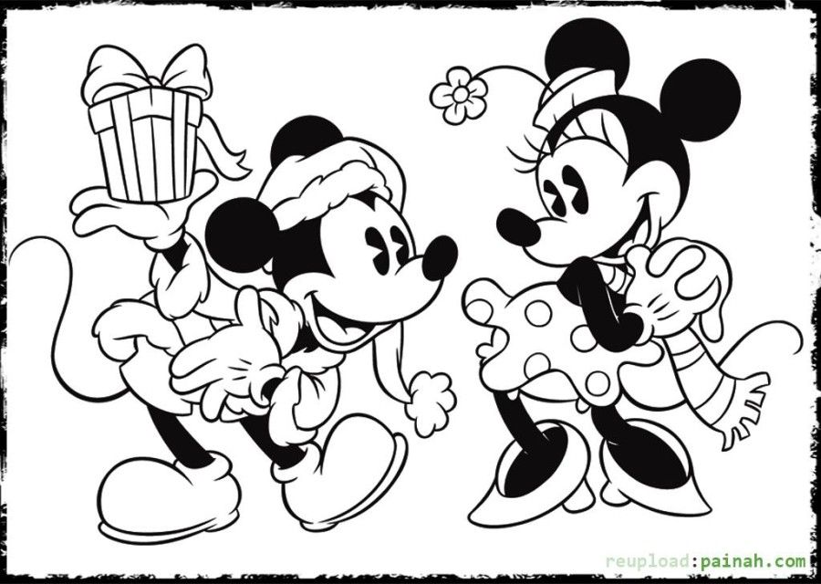 Disney Christmas Coloring Pages Mickey Minnie Mouse 900x640 Disney Christmas Coloring Pages Mickey Minnie Mouse