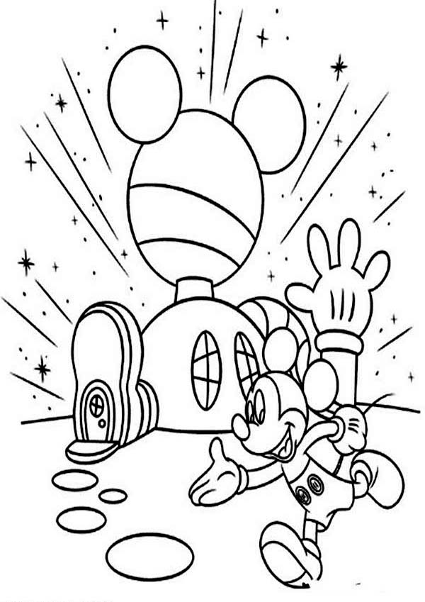 600x849 Mickey Mouse Clubhouse, Mickey In Front Of His Clubhouse Coloring
