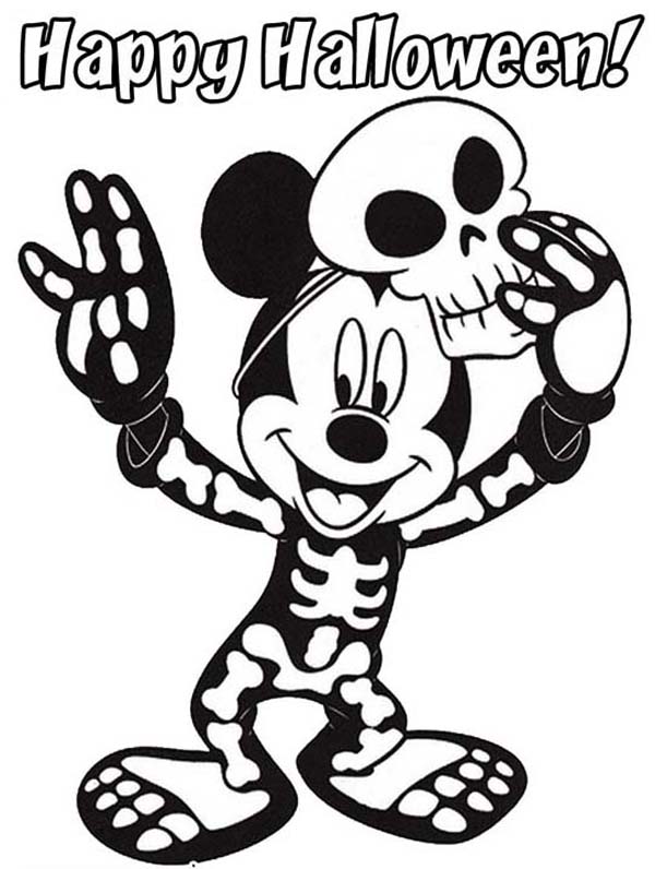 Mickey Says Joyful And Happy Halloween Day Everyone Coloring Page 600x796 Mickey Says Joyful And Happy Halloween Day Everyone Coloring Page