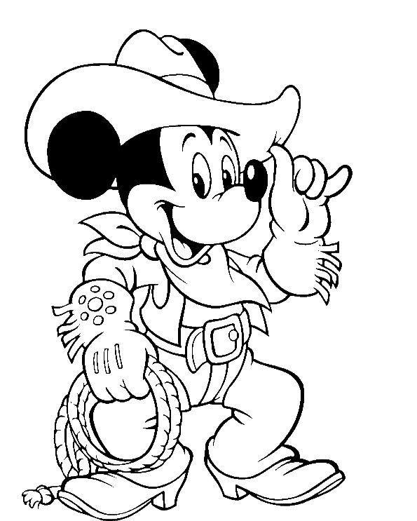 595x743 Mickey Mouse Wear Costum Cowboy Coloring Pages