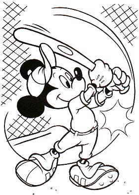 281x394 Mickey Mouse Baseball Coloring Page