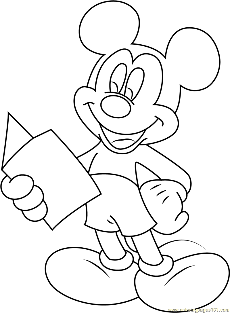 800x1087 Mickey Mouse Reading A Book Coloring Page