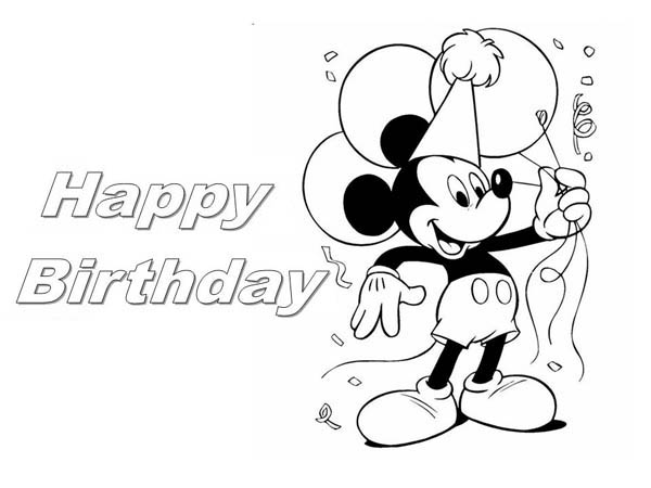 Happy Birthday Mickey Mouse Coloring Page Color Luna 600x450 Happy Birthday Mickey Mouse Coloring Page Color Luna
