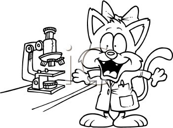 350x258 Coloring Page Of Cartoon Cat Scientist Using Microscope
