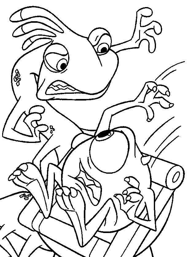 Randall Boggs Fight Mike Wazowski Monsters, Inc Coloring Pages 609x836 Randall Boggs Fight Mike Wazowski Monsters, Inc Coloring Pages