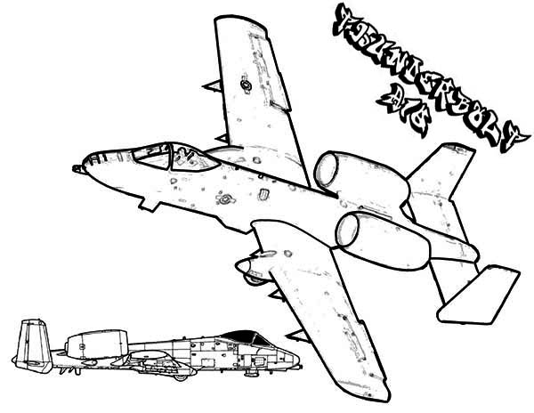 600x464 Fairchild A 10a Thunderbolt Airplane Coloring Page