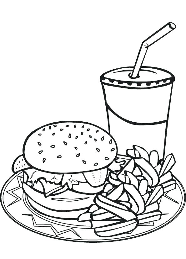595x826 French Coloring French Fries Coloring Page Hamburger French Fry
