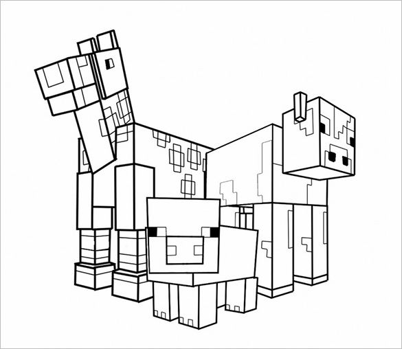 Coloring Pages Of Minecraft Animals 585x508 Coloring Pages Of Minecraft Animals