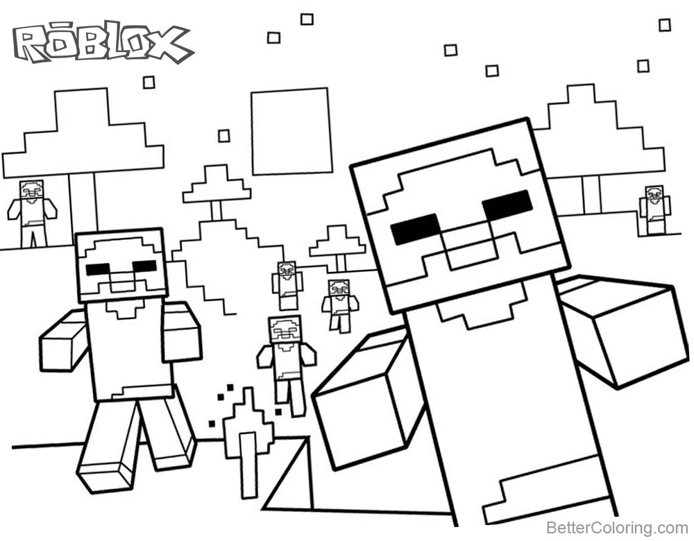 1000x780 Cute Minecraft Characters Of Roblox Coloring Pages