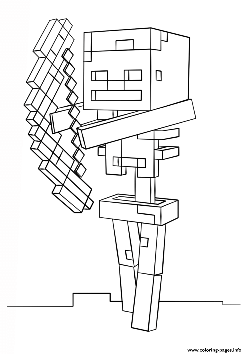 Minecraft Skeleton With Bow Coloring Pages Printable 824x1186 Minecraft Skeleton With Bow Coloring Pages Printable