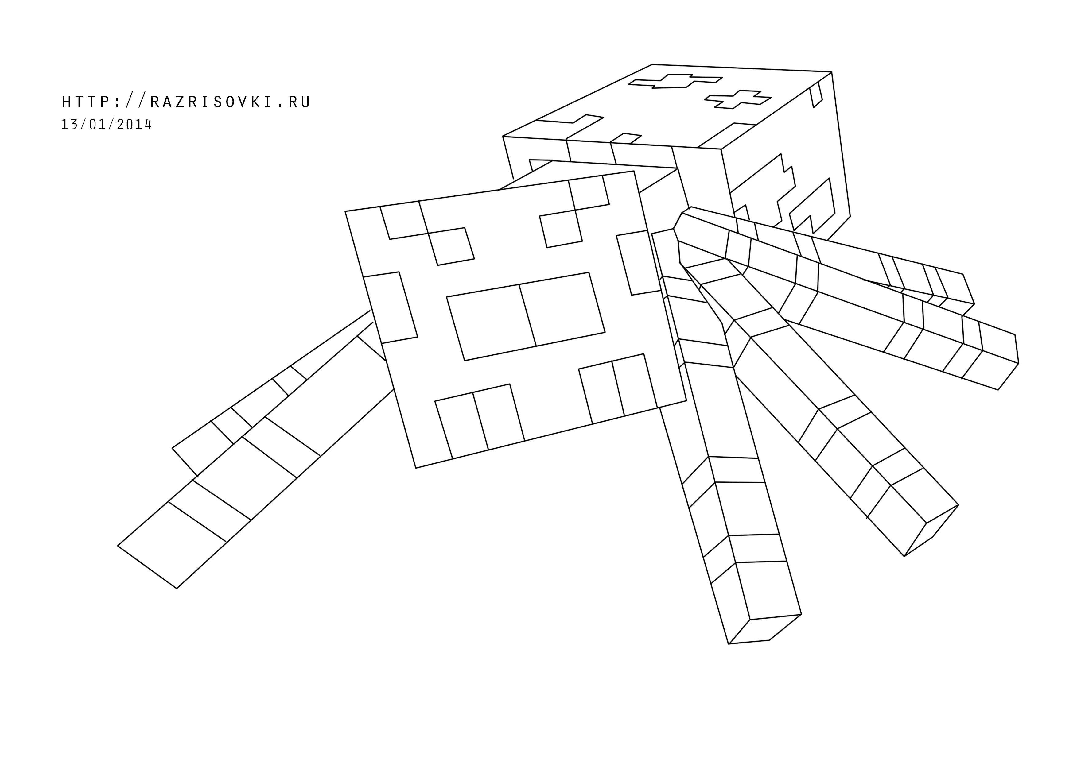 3508x2480 Minecraft Spider Coloring Pages