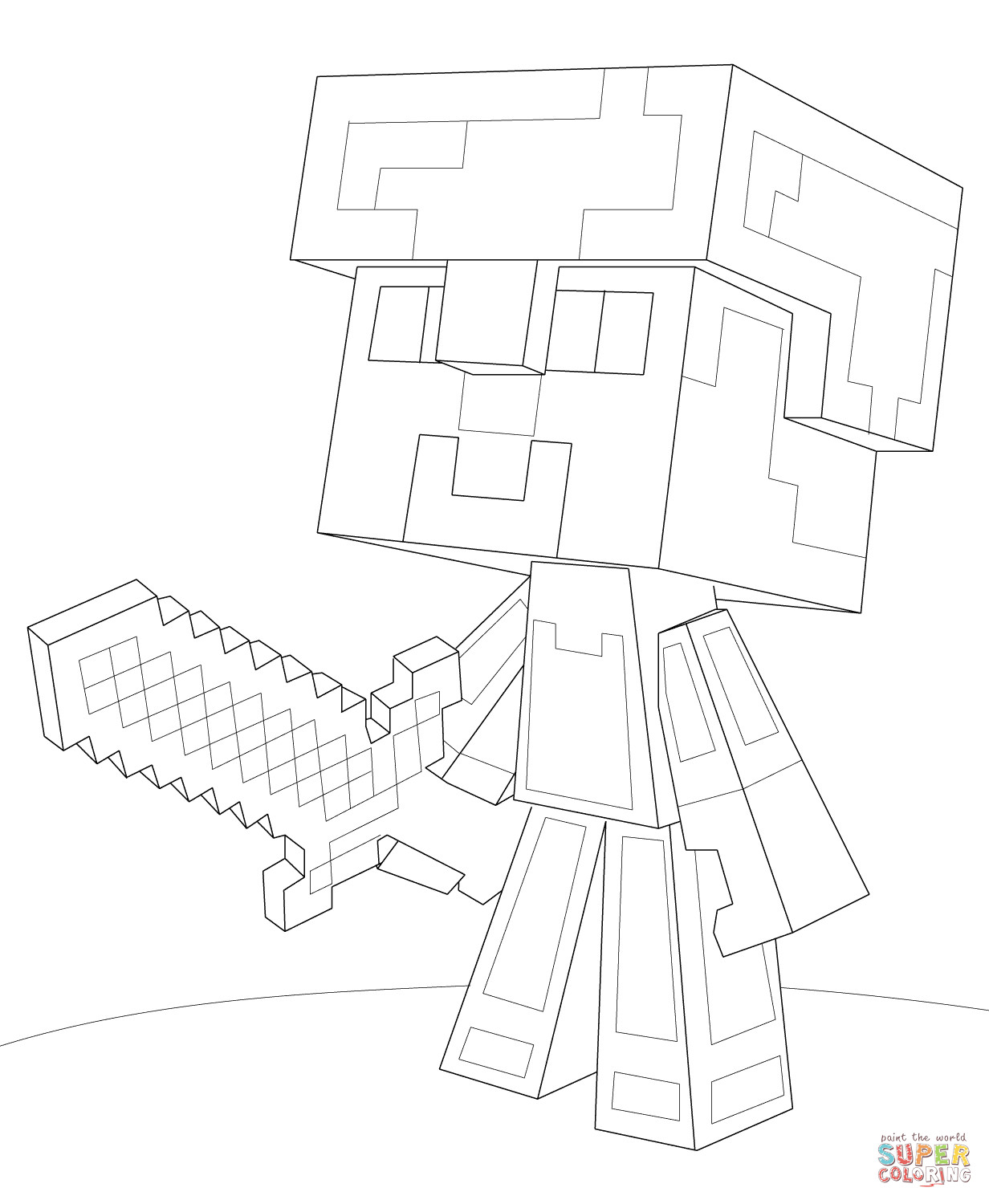 Minecraft Steve Diamond Armor Coloring Page Throughout Pages 1232x1500 Minecraft Steve Diamond Armor Coloring Page Throughout Pages