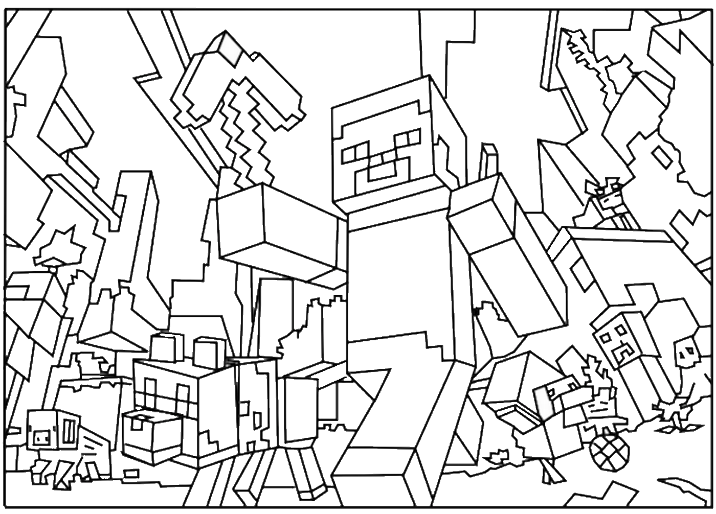 Minecraft World Coloring Pages at GetColorings.com | Free printable ...