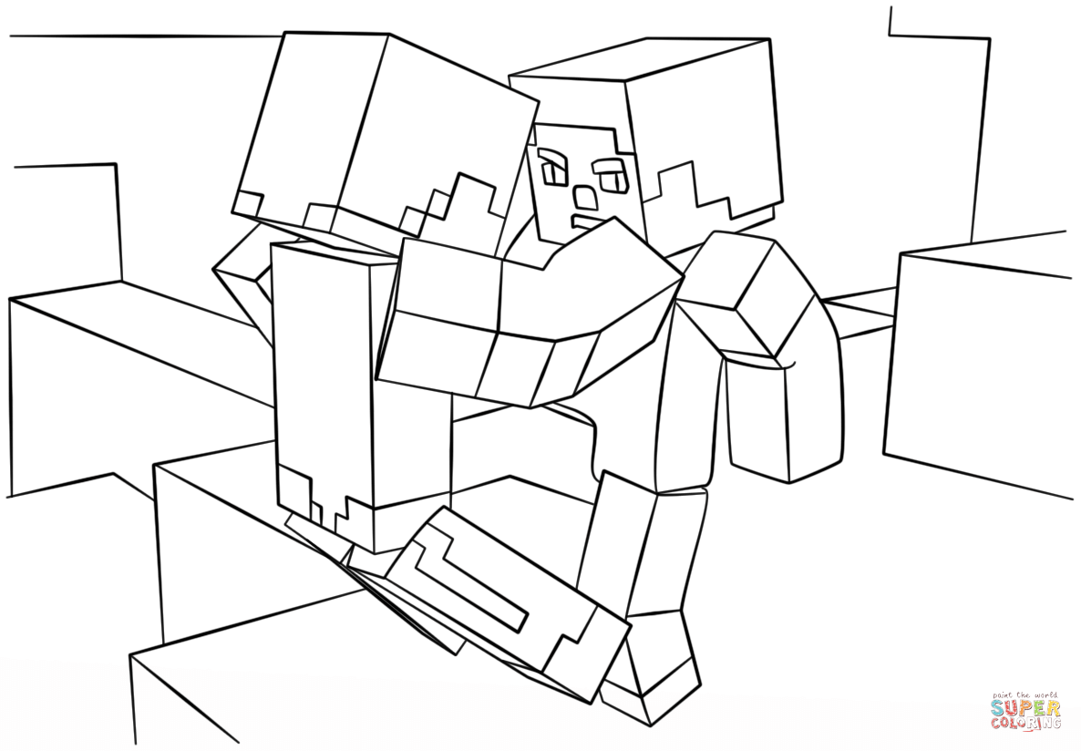 Minecraft Fight Scene From Minecraft Coloring Page 1186x824 Minecraft Fight Scene From Minecraft Coloring Page