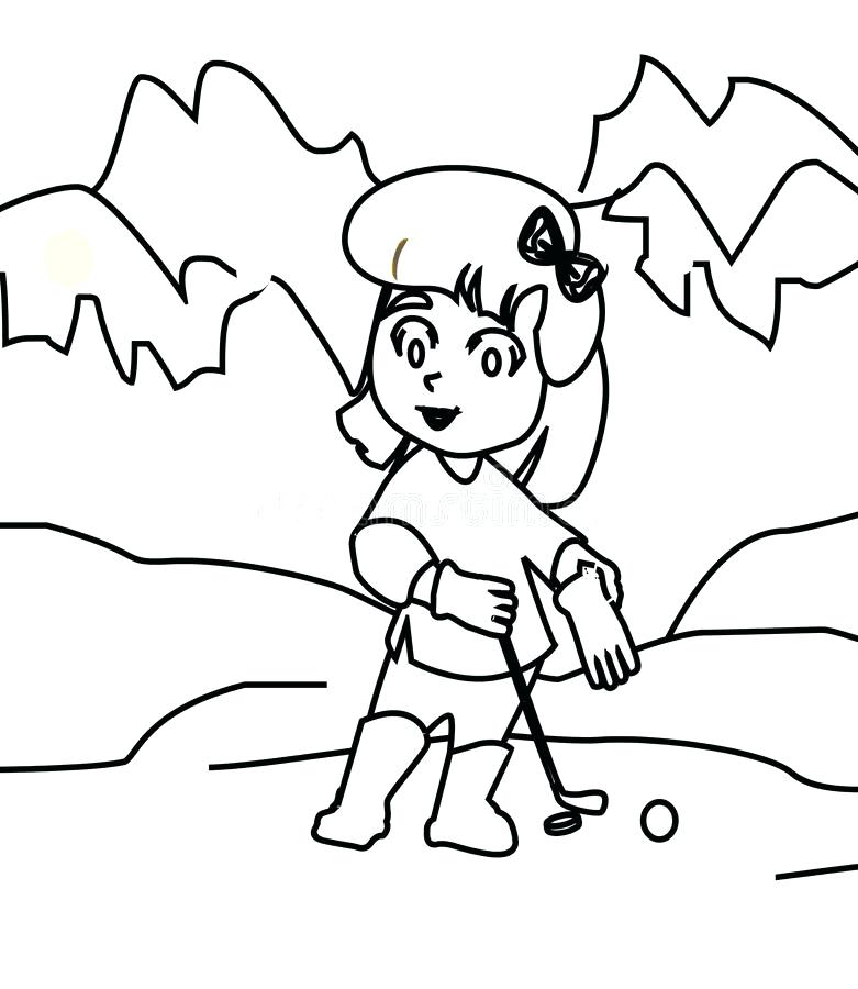 781x900 Golf Coloring Page Download Girl Playing Golf Coloring Page Stock
