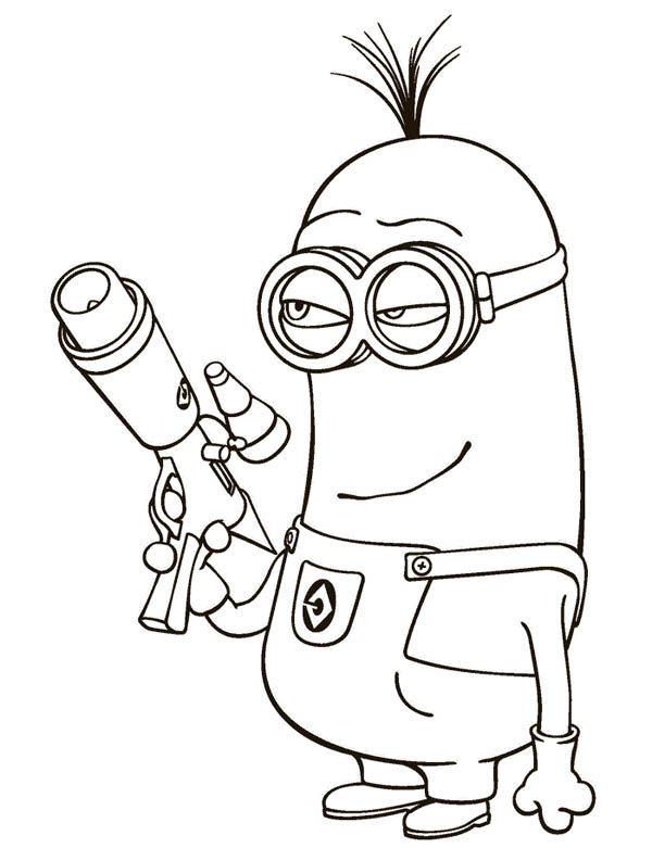 Kevin The Minion And Laser Gun In Despicable Me Coloring Page 600x781 Kevin The Minion And Laser Gun In Despicable Me Coloring Page