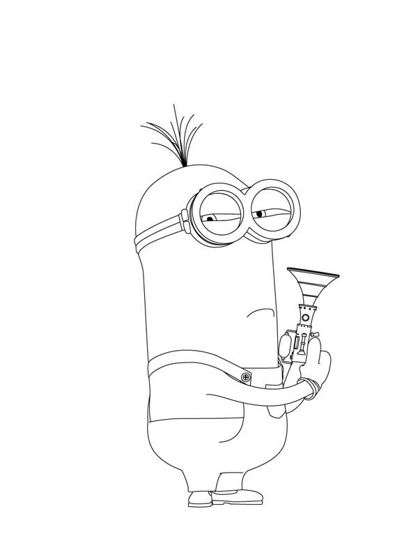 Kevin The Minion With Laser Gun In Despicable Me Coloring Page 600x776 Kevin The Minion With Laser Gun In Despicable Me Coloring Page