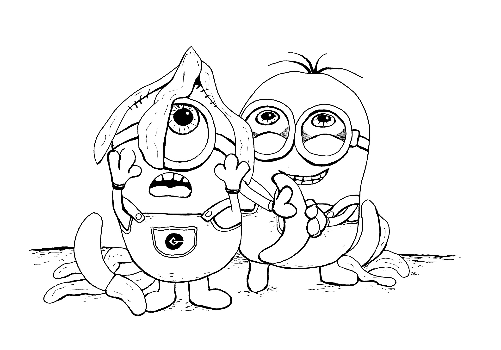 Simple Minion Kevin Coloring Page At Minions Coloring Pages 2085x1457 Simple Minion Kevin Coloring Page At Minions Coloring Pages