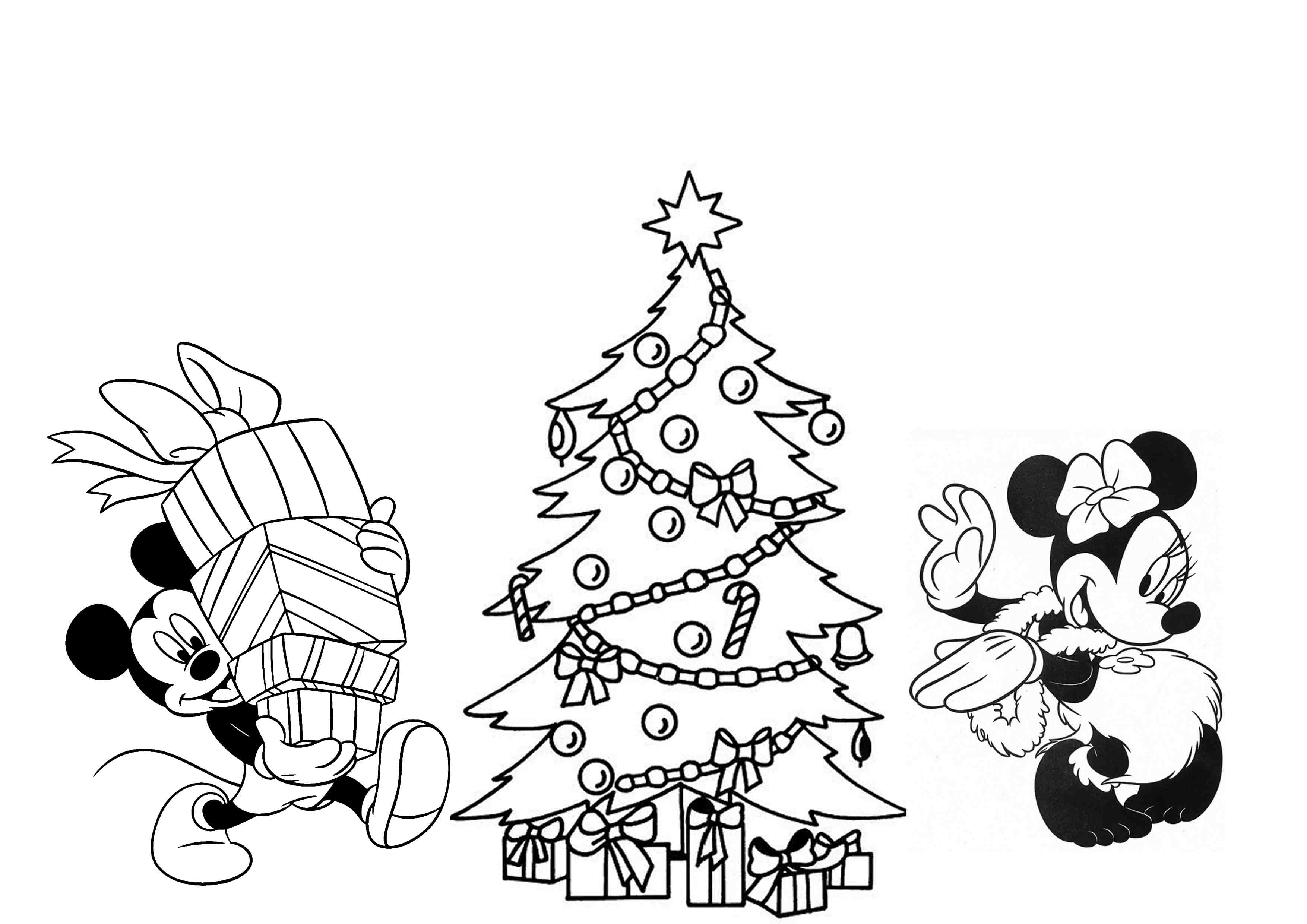 3508x2480 Mickey Mouse Disney Christmas Coloring Pages In Minnie
