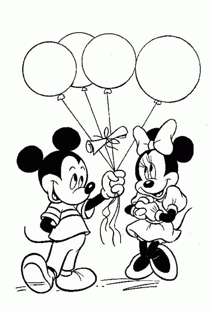 697x1024 Mickey And Minnie Mouse Birthday Coloring Pages Coloring