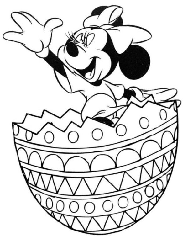 600x762 Minnie Jumping Out Off Easter Egg Disney Coloring Pages