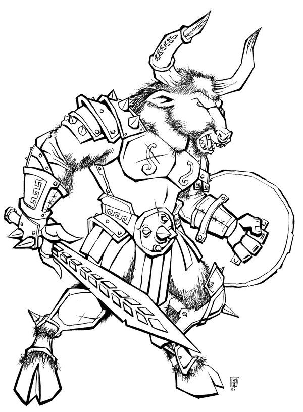 600x816 Minotaur From Greek Mythology Line Drawing