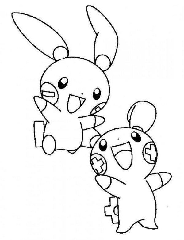600x783 Plusle And Minun Electric Pokemon Coloring Page Kita