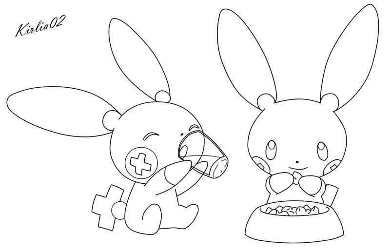 800x515 Plusle And Minun Lineart By On @