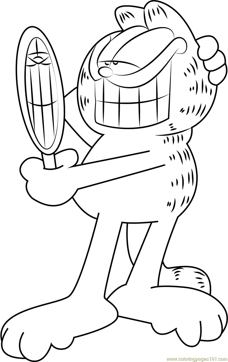 800x1269 Garfield See In Mirror Coloring Page
