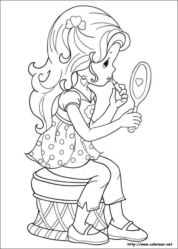 567x794 Precious Moments Girl Makeup Lipstick Mirror Coloring Page. Art