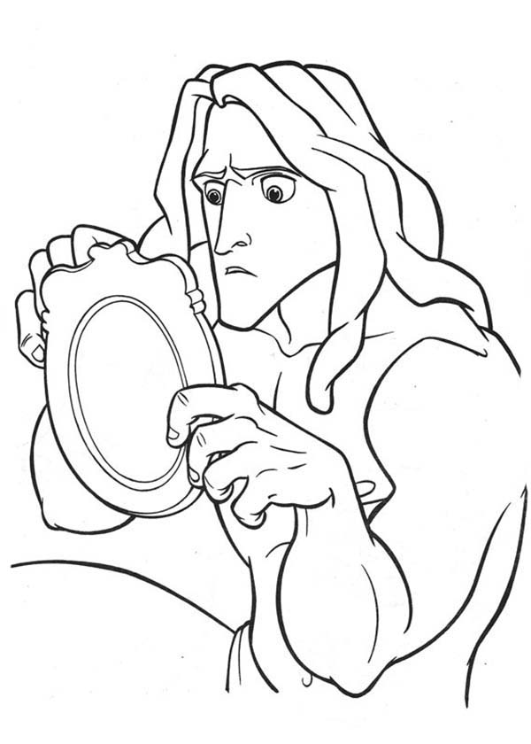 600x840 Tarzan Is Amazed With Janes Mirror Coloring Page Tarzan Is Amazed