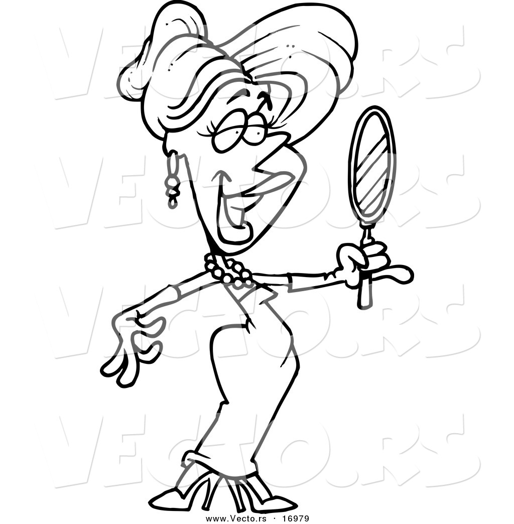1024x1044 Vector Of A Cartoon Beautiful Blond Woman Using A Hand Mirror